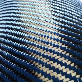 Mischgewebe aus Kohlefaser und blauem Kevlar